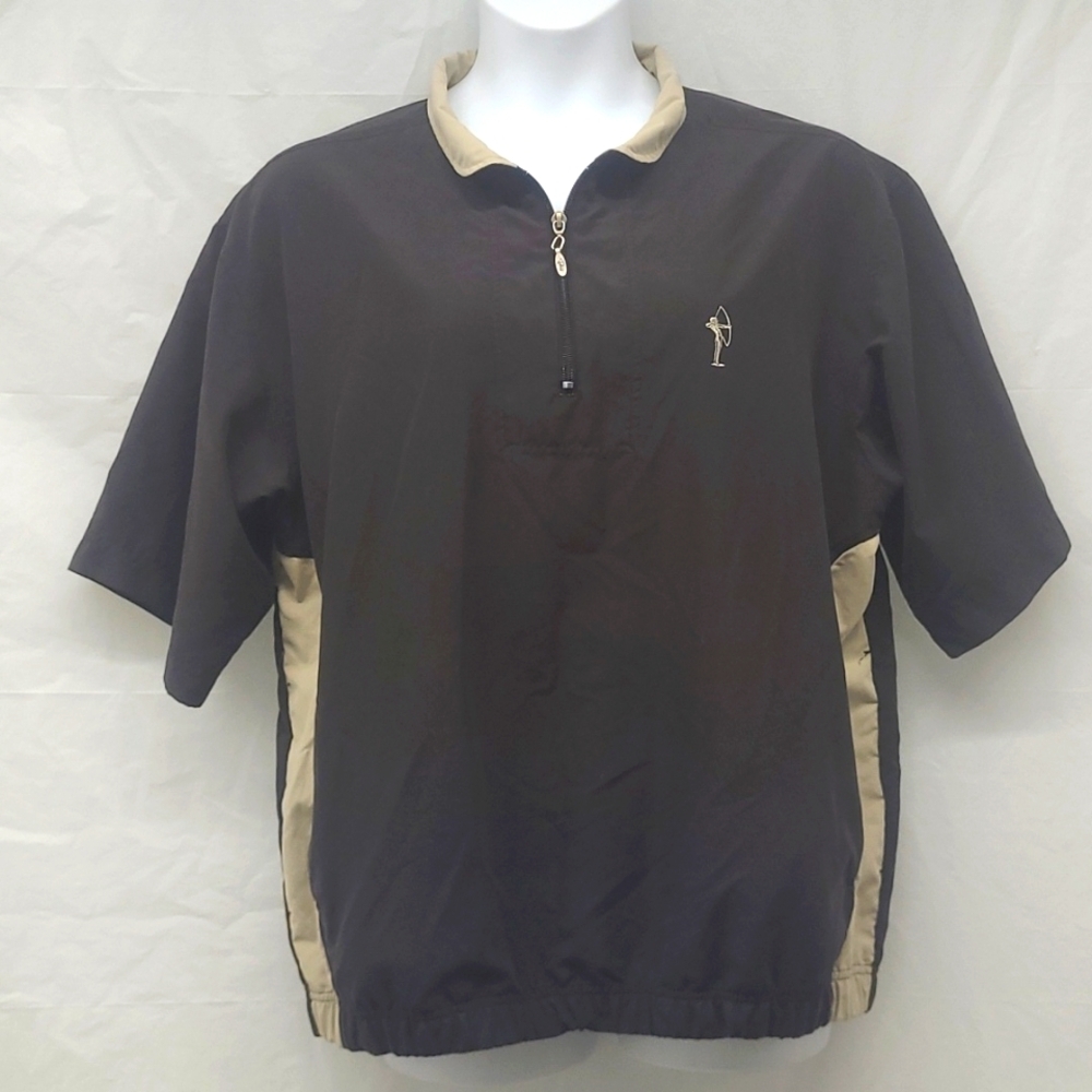 Fidra John Ashworth XL Crossbow shirt half zip charcoal gray beige